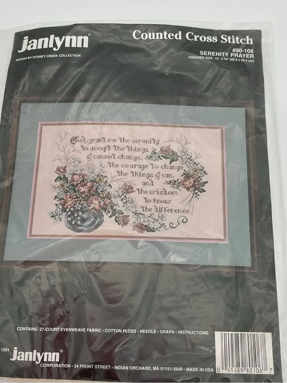 Janlynn 'Serenity Prayer' Counted Cross Stitch Kit Floral